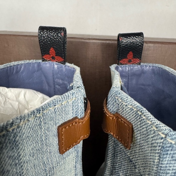 Louis Vuitton Blue and Brown Ankle Booties with Stiletto Heel - Picture 7 of 17